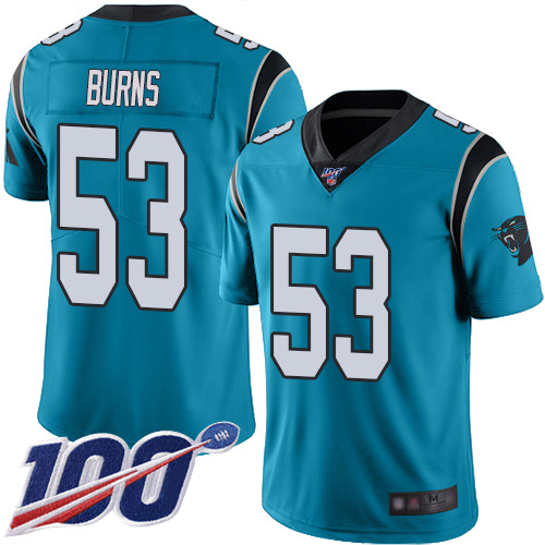 Carolina Panthers Limited Blue Men Brian Burns Alternate Jersey NFL Football #53 100th Season Vapor Untouchable